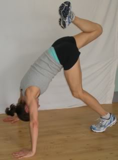 Shoulder push ups- 1 leg up start